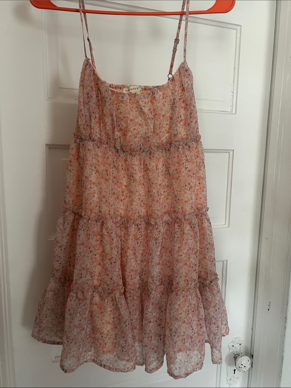 Aeropostale Peach Floral Tiered Sundress